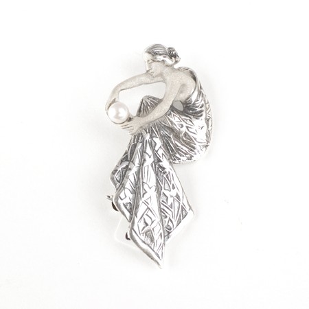 Frosted Lady Jugendstil Broche/Hanger