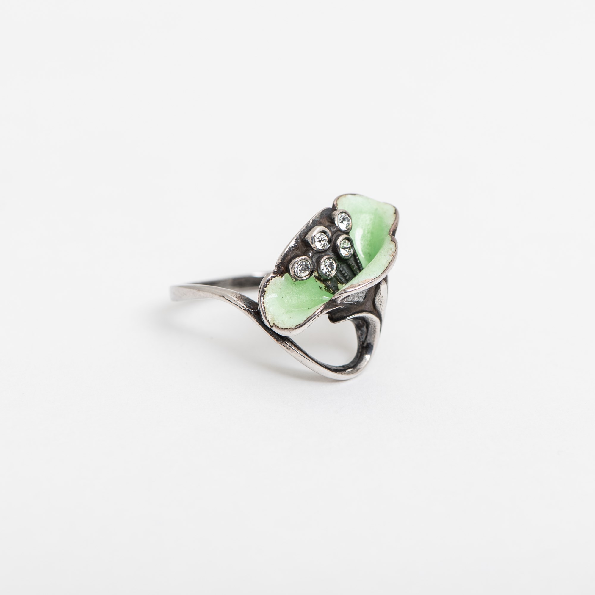 Klaproos Emaille Groen Ring