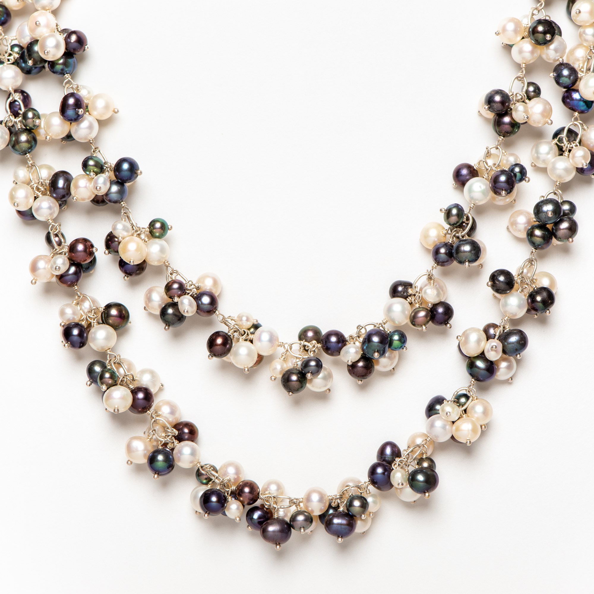 Collier Parels Wit/Zwart Ocean Mystery