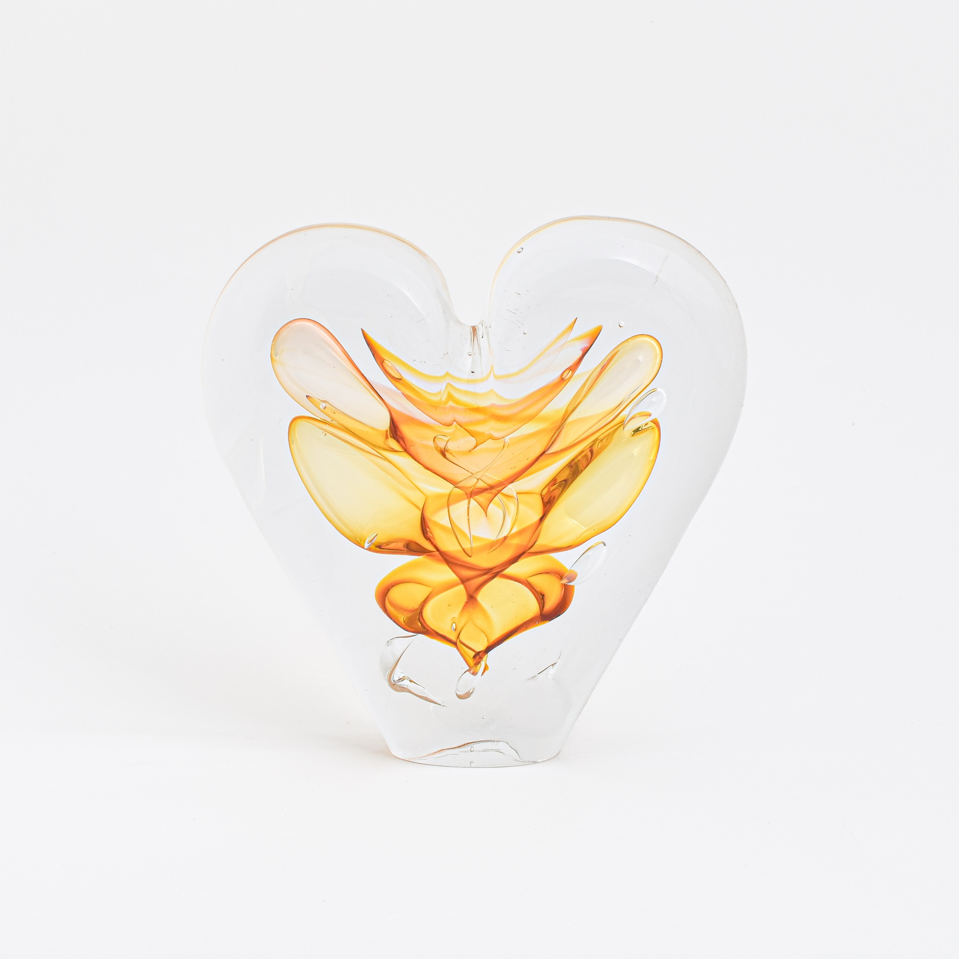 Glassculptuur Hart rood/bruin