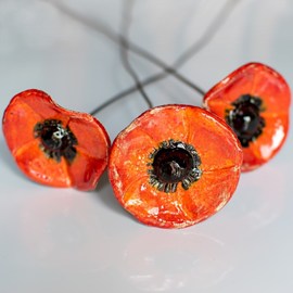 Keramieken Klaprozen - set van 3