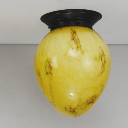 Plafonniere Egg in marmer glas met afgerond brons armatuur