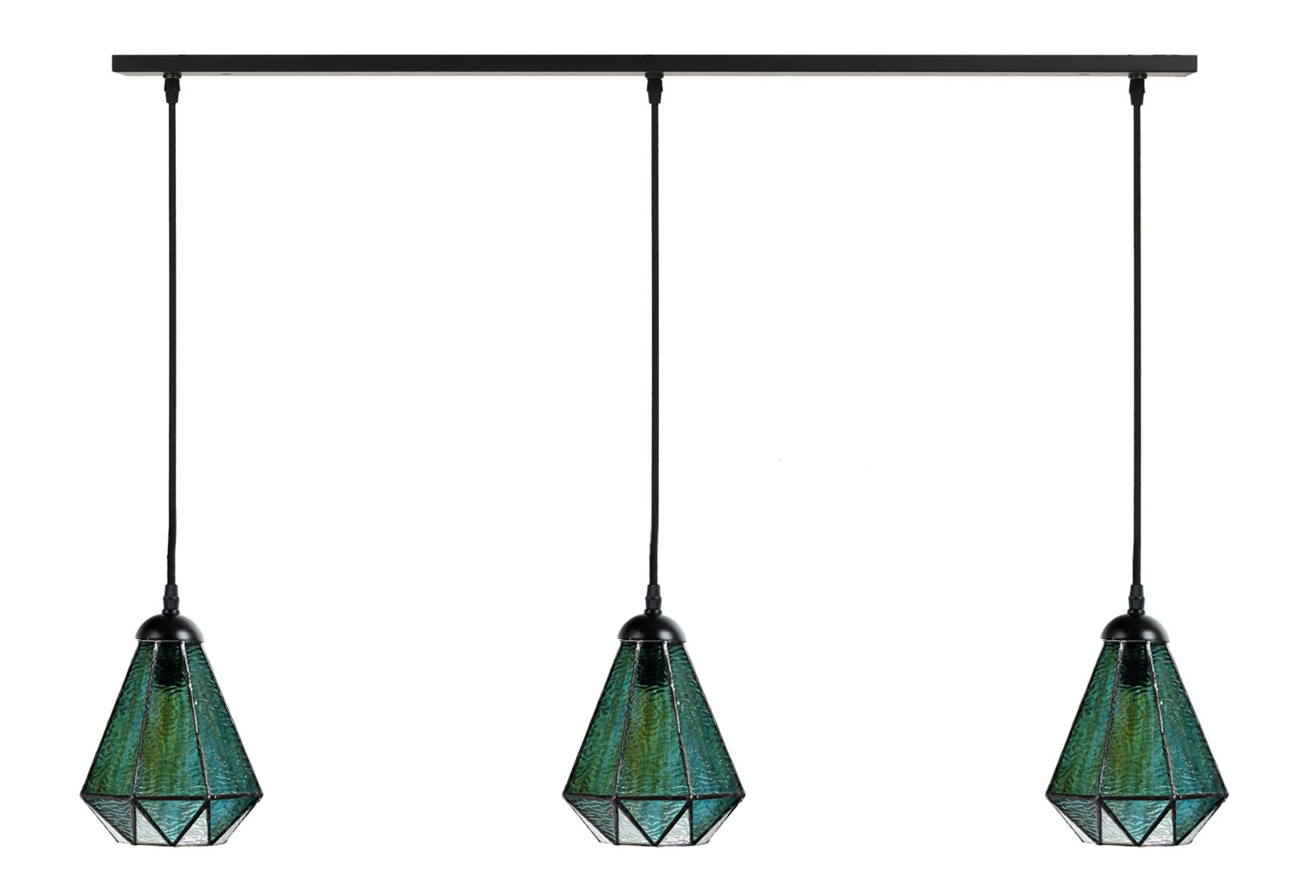 3 x Tiffany Arata Green aan plafondbalk 