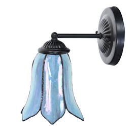 Tiffany wandlamp zwart met Gentian Blue