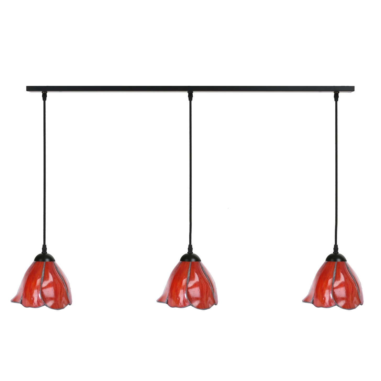 3 x Tiffany Tender Poppy aan plafondbalk