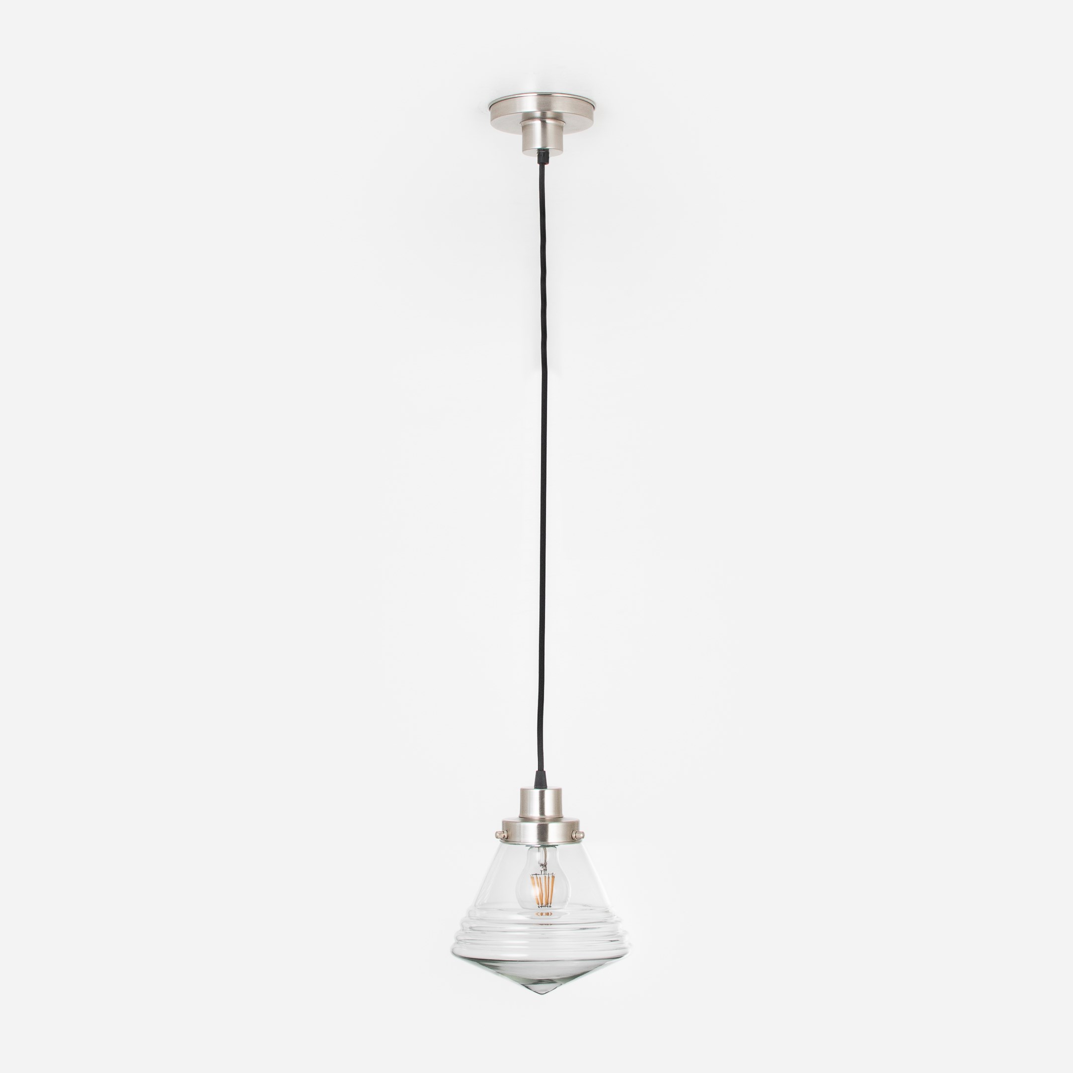 Hanglamp aan snoer Luxe School Small Helder 20's Matnikkel