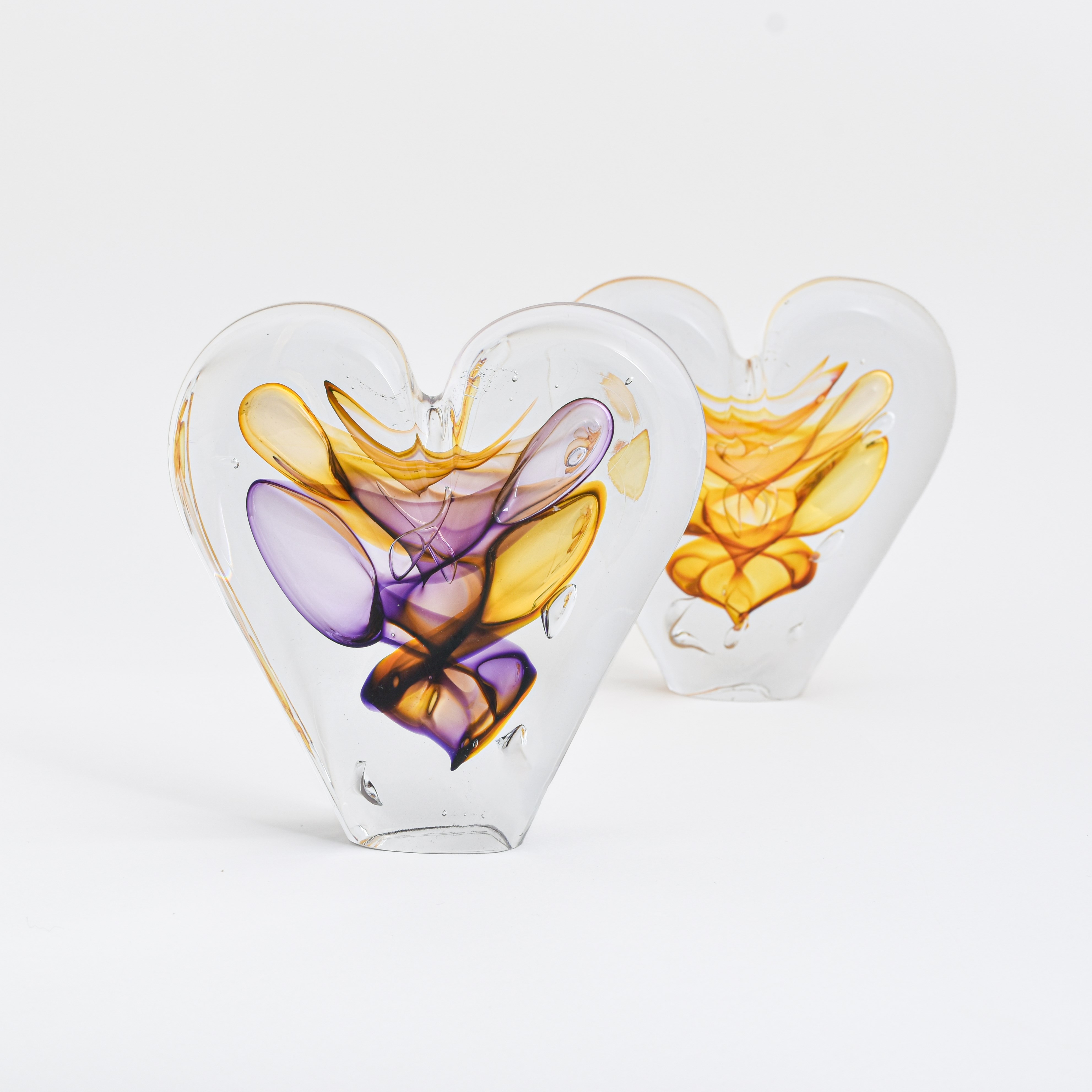 Glassculptuur Hart violet / bruin