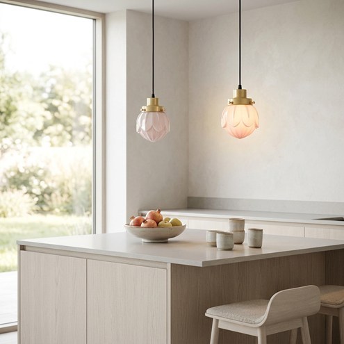 Hanglamp aan snoer Lotus Blush 20's Messing